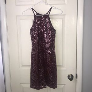 Burgundy Sequin Homecoming Dress